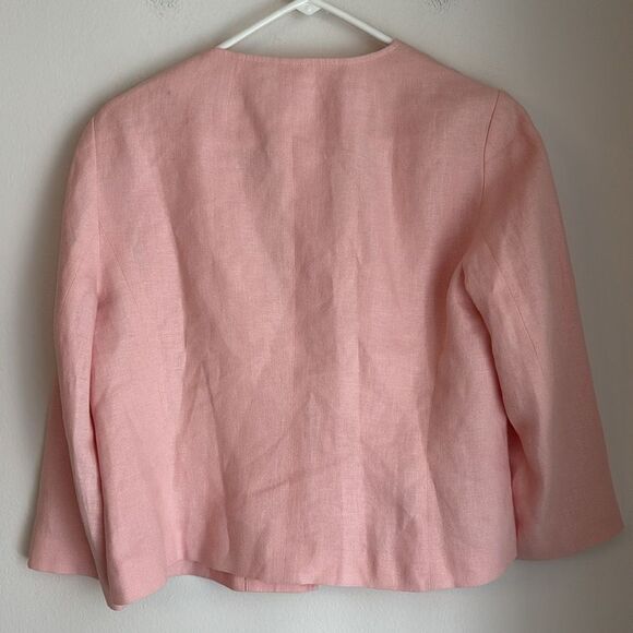 Vintage Talbots 100% Irish linen lightweight cardigan jacket coat pink size 6 - Picture 8 of 9